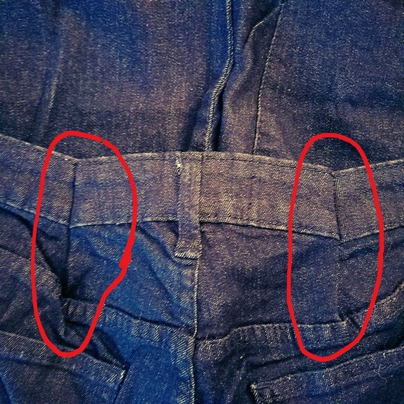 Denim 24/7 Grommet Jeans Women's 14W Blue Ankle Stretch Denim Raw Hem (Altered) - Picture 7 of 7